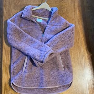 Mauve Abercrombie & Fitch Sherpa Pullover w. Kangaroo Pocket